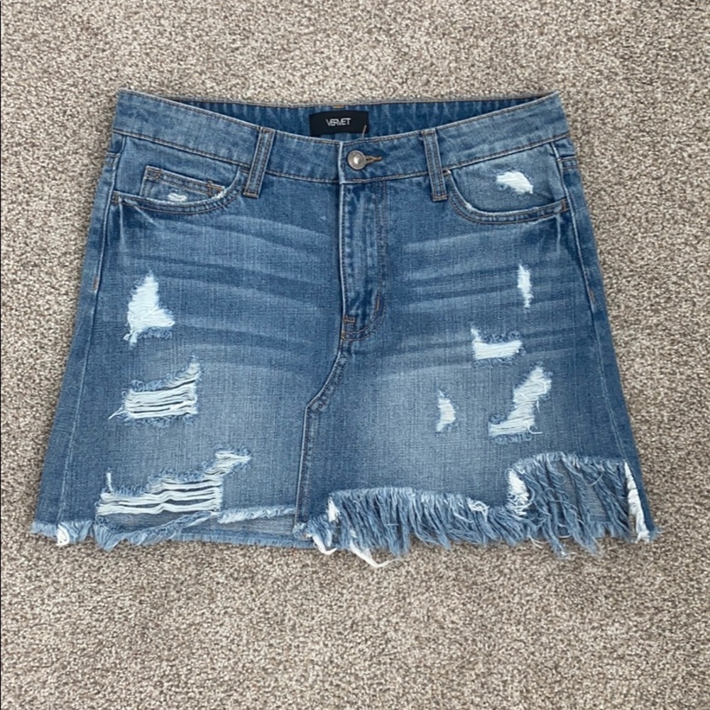 Vervet Distressed denim skirt